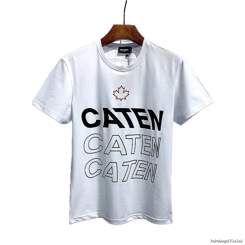 DSQ CATEN Letter Print Trendy Brand White Short Sleeve T-Shirt