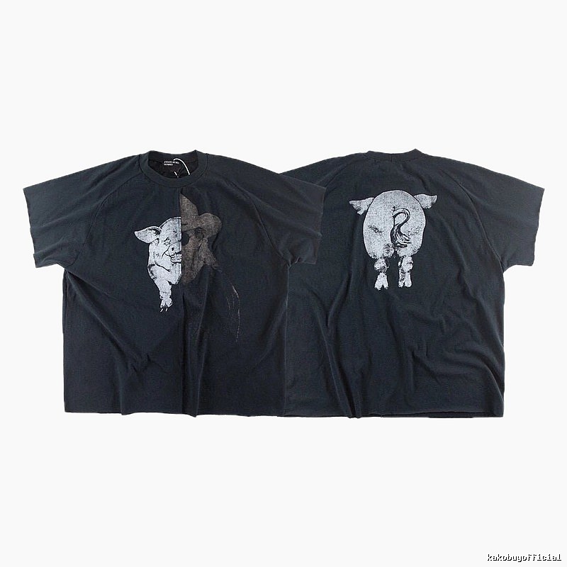 ERD GRJKD Pig Head Print High Street Black T-Shirt