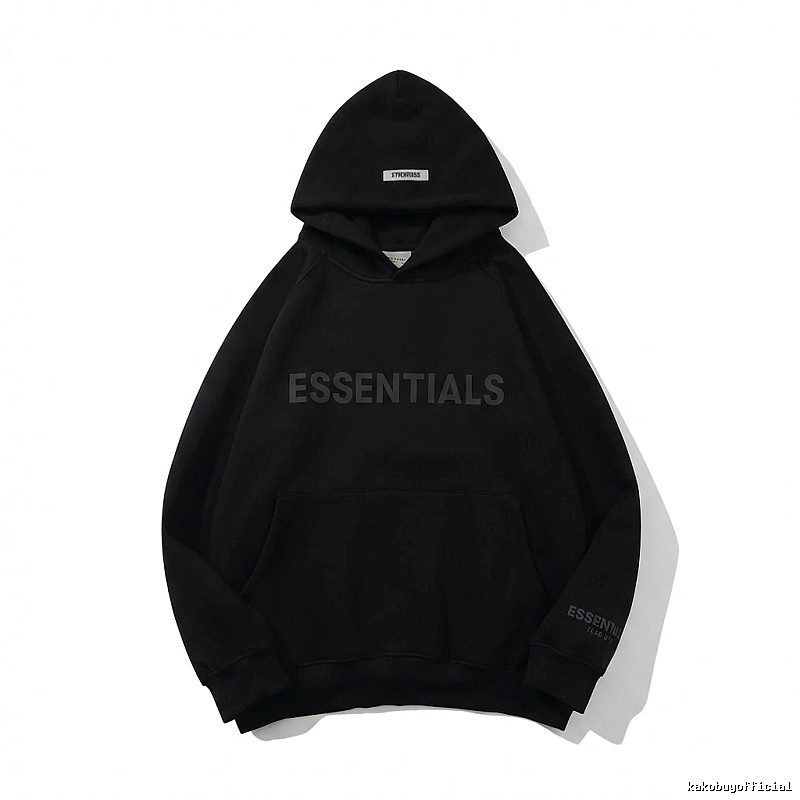 ESSENTIALS minimalist style black hoodie
