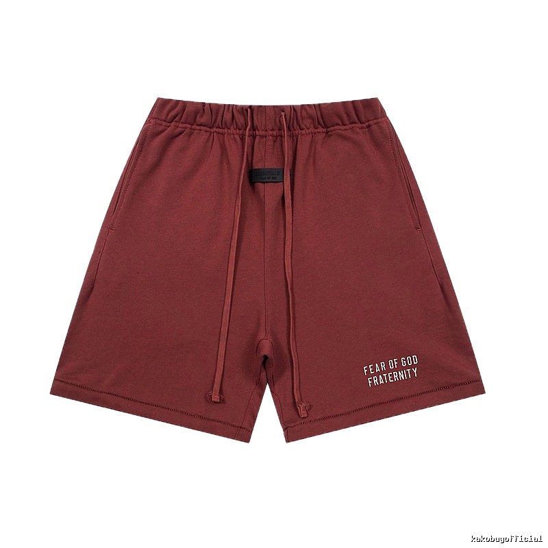 ESSENTIALS minimalist style wine red shorts