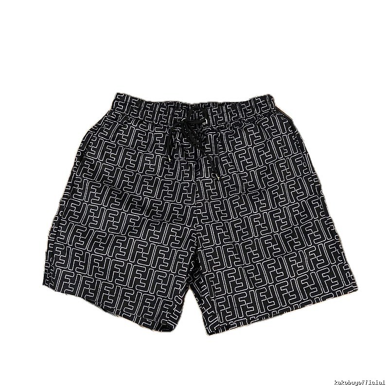 Fendi Double F Collection Vintage Monogram Style Black Shorts