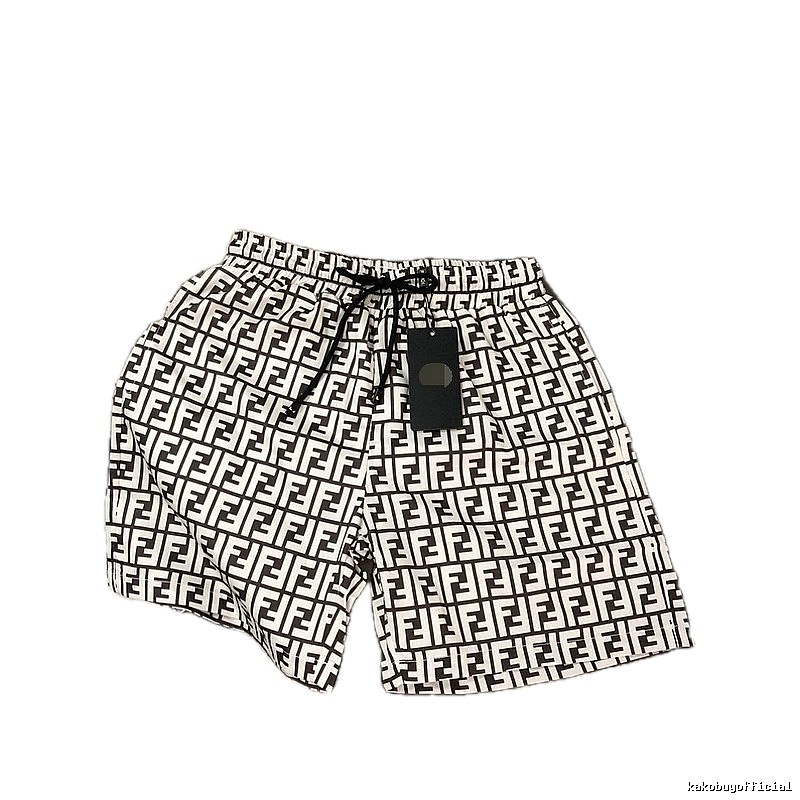 Fendi FF Monogram Streetwear Style White and Black Shorts