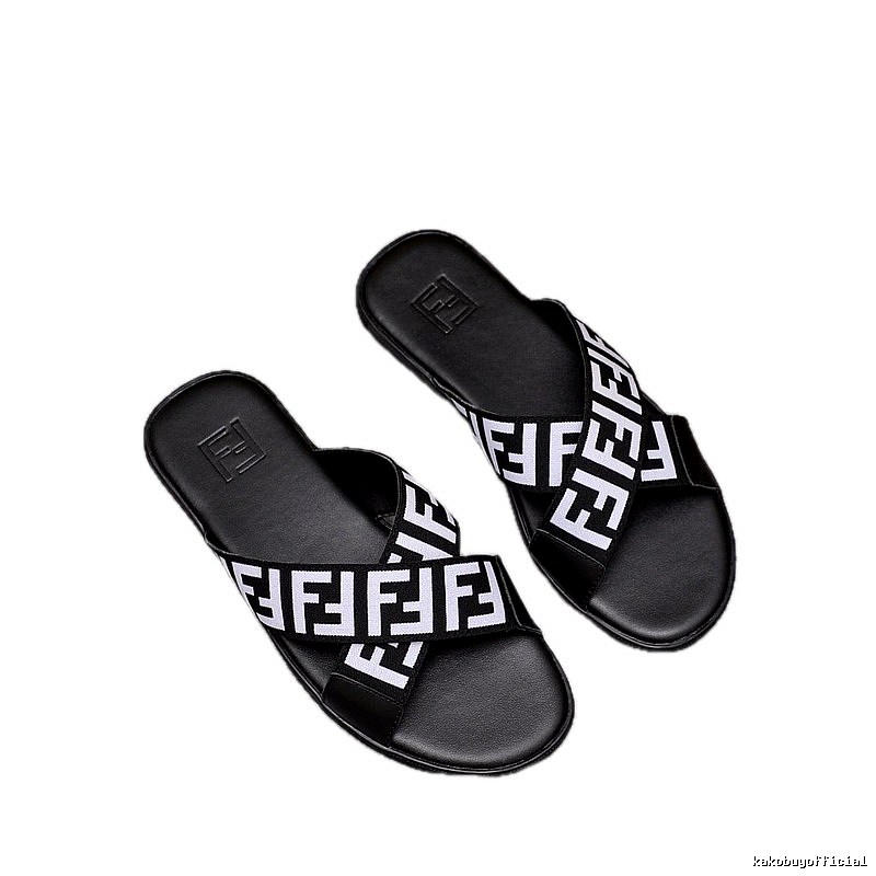 Fendi FF Monogram Trendy Cool Black & White Slides