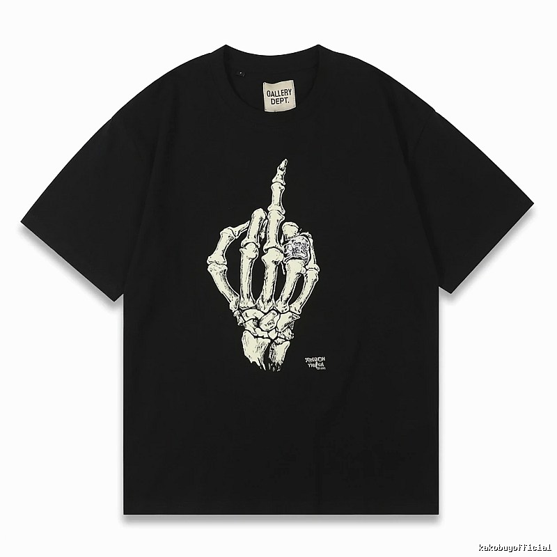 Gallery Dept Skull Print Trendy Cool Black T-shirt