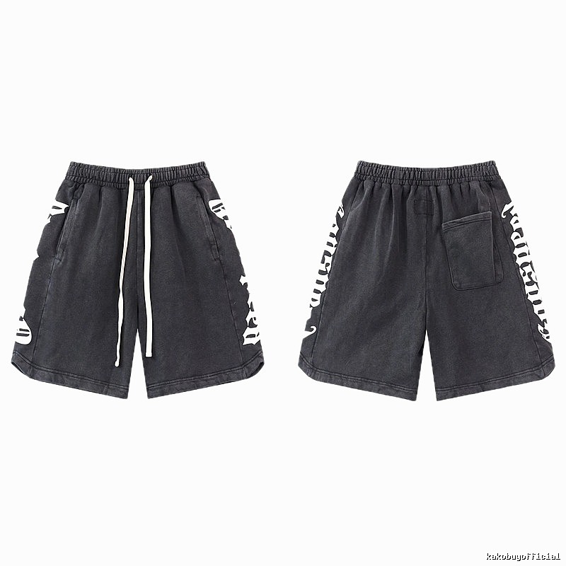 Godspeed Gothic Print Street Style Charcoal Black Shorts