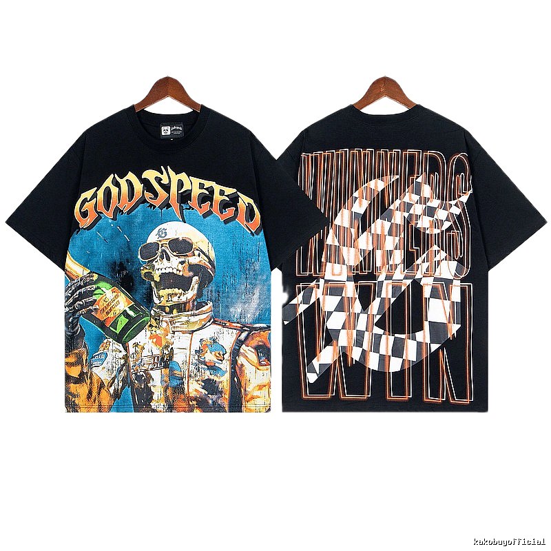 Godspeed Skull Print Street Style Black T-Shirt