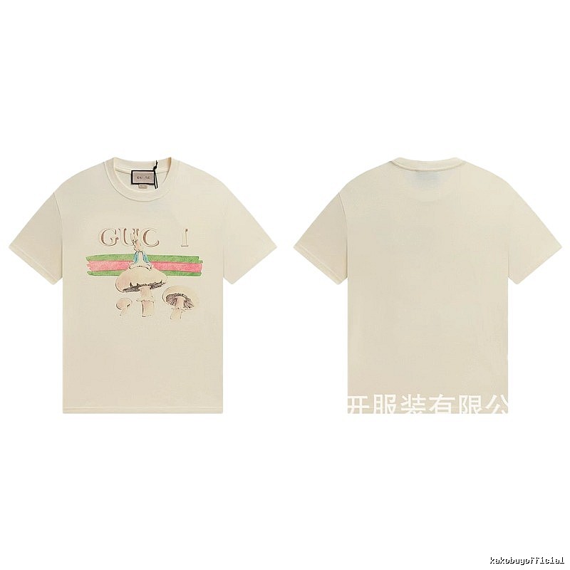 Gucci Co-branded Retro Style Off-white Printed T-Shirt