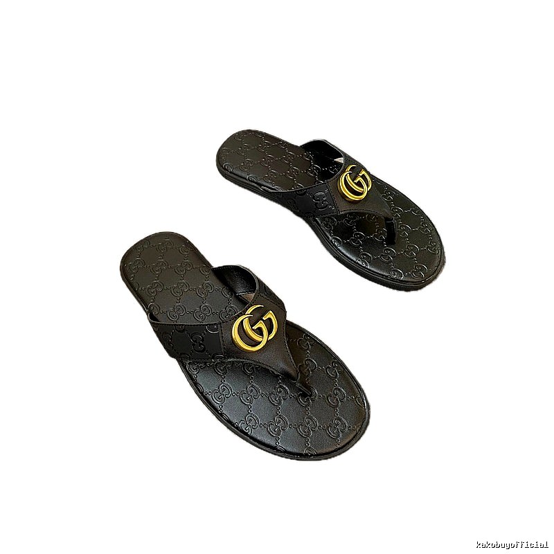 Gucci Double G Casual Style Black Flip-Flops