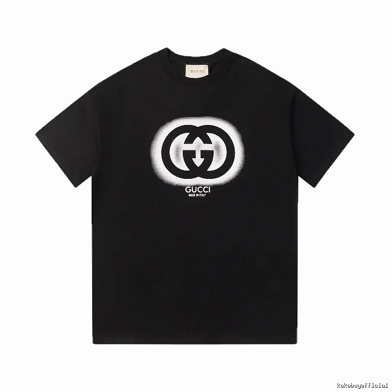 Gucci Double G Print Vintage Style Black T-Shirt