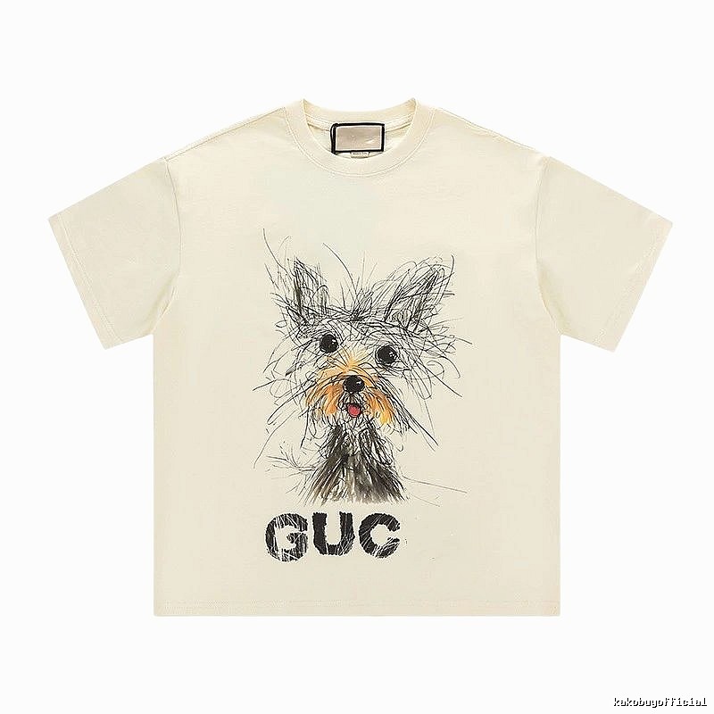 Gucci Puppy Graffiti Casual Style Off-white T-shirt