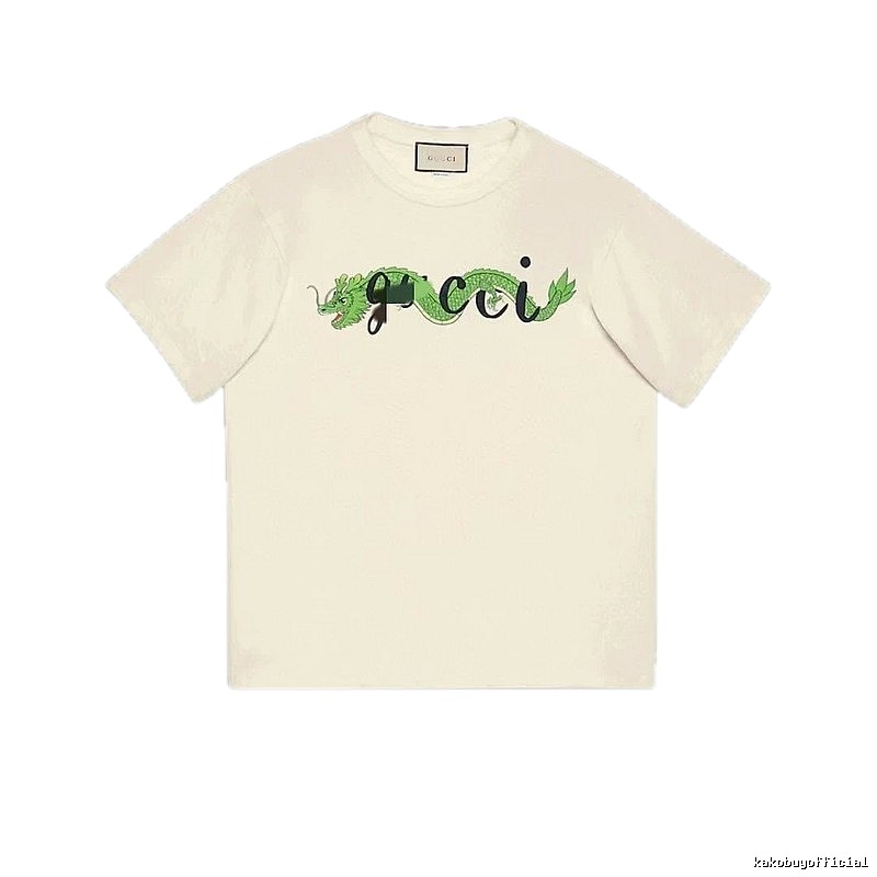 Gucci Year of the Dragon Collection Vintage Style Off-White Short Sleeve T-Shirt