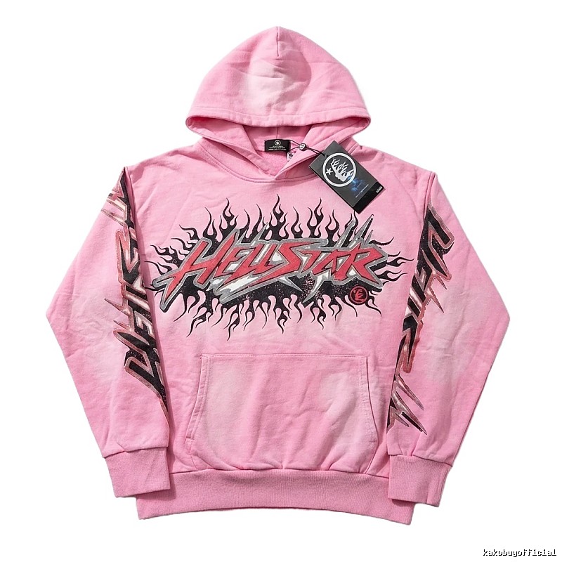 Hellstar Flame Trendy Cool Style Pink Sweatshirt