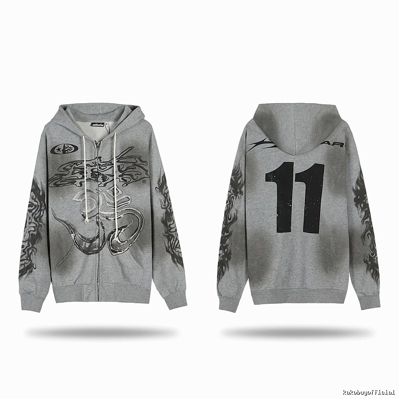 Hellstar Flame Wind Gray Sweatshirt