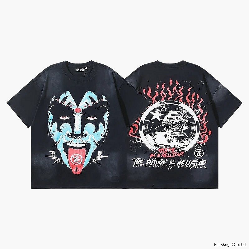 Hellstar Grimace Print Street Style Black T-Shirt