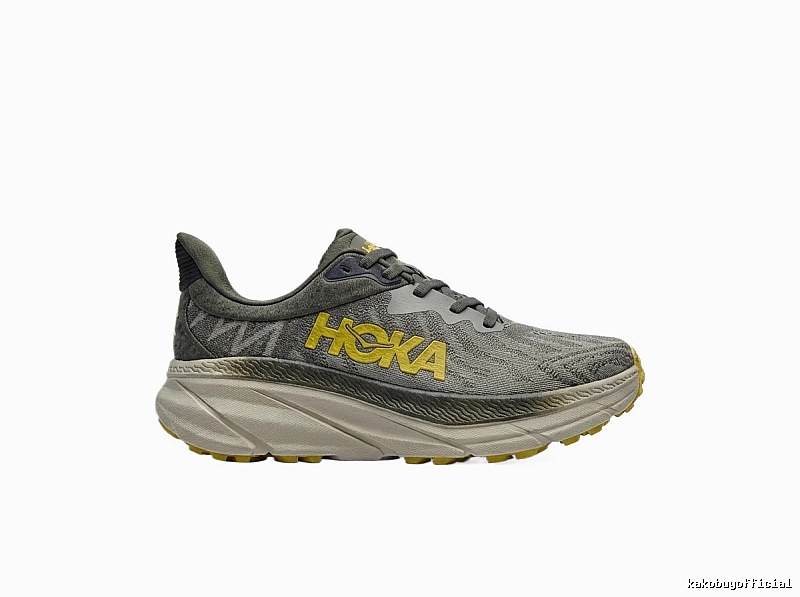 HOKA Trendy Cool Gray-Yellow Color-Combined Running Shoes