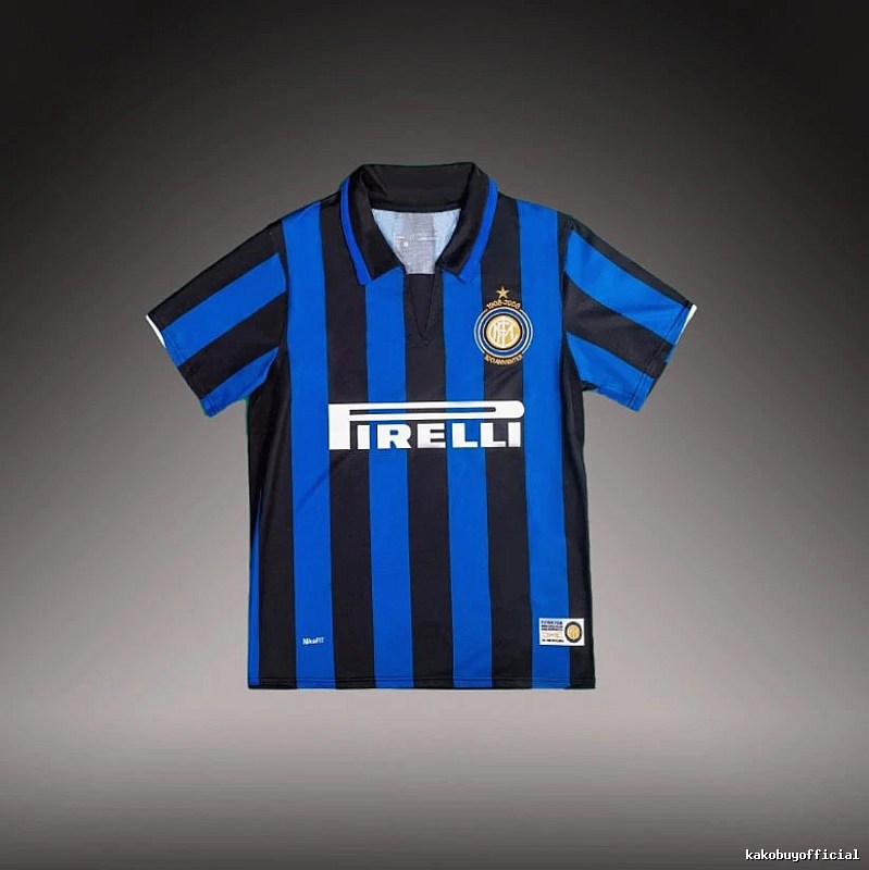 Inter Milan Compact Brehme #3 soccer jersey Blue Black Striped for Smart Casual Looks