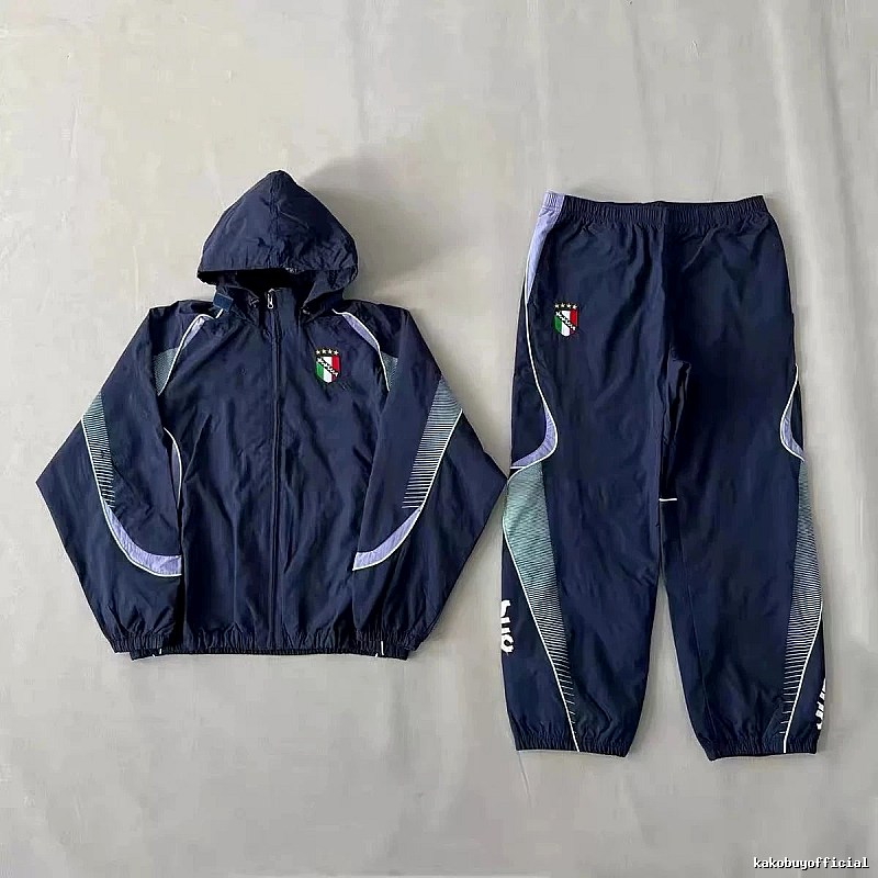 Italy Statement Soccer windbreaker jacket Black Hooded Jacket for Easy Pairing