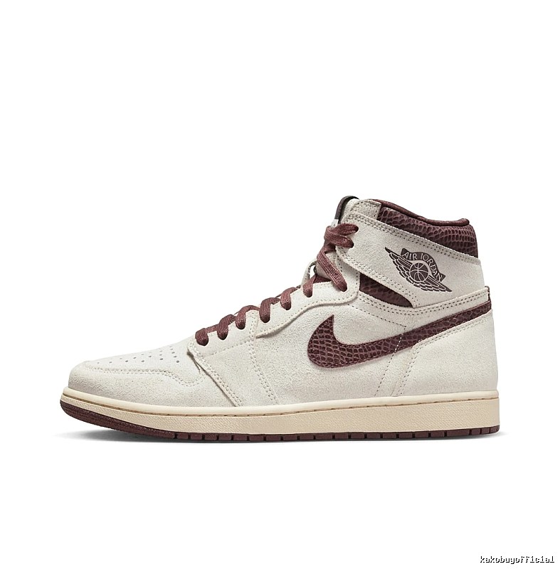 Jordan AJ1 High-top Retro Style White and Brown Shoes