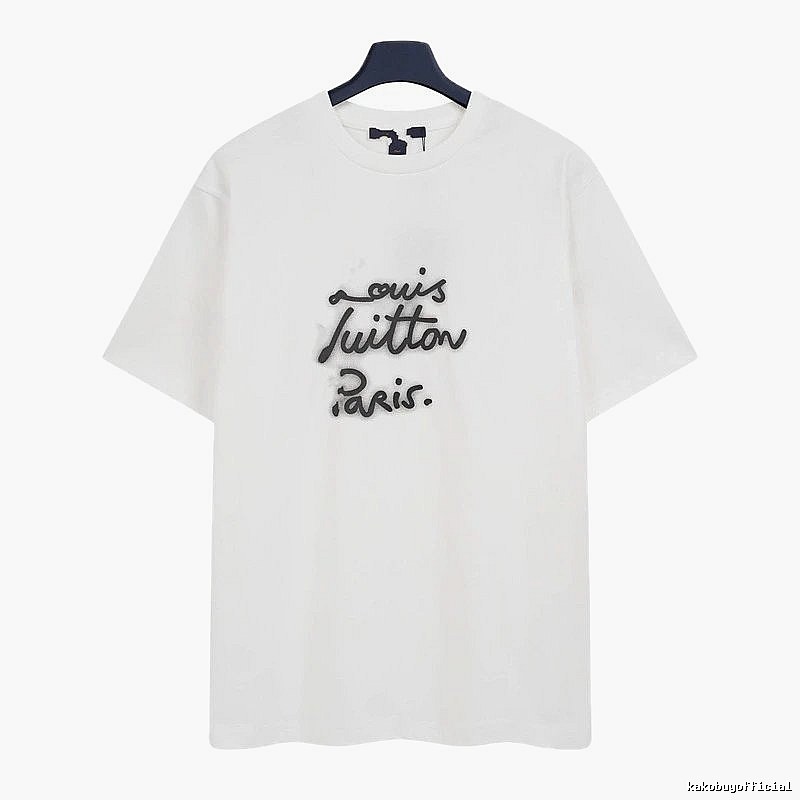 Louis Vuitton Graffiti Casual Style White T-Shirt