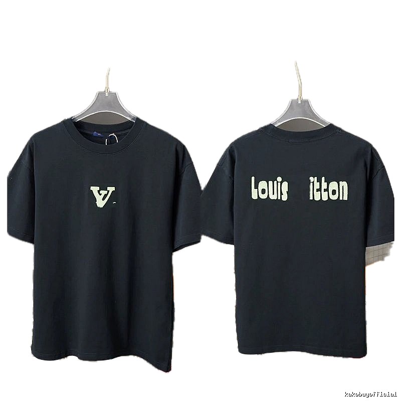 Louis Vuitton Letter Print Casual Style Black T-Shirt