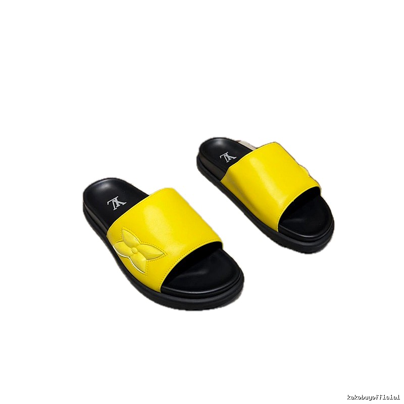 Louis Vuitton Monogram Casual Style Yellow and Black Slides