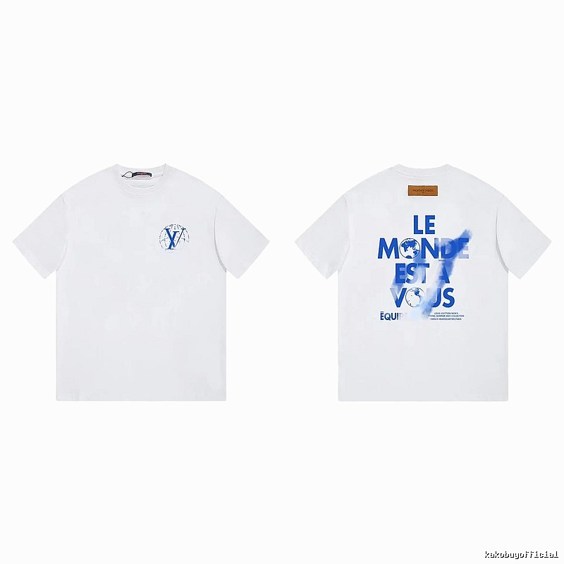Louis Vuitton Trendy Global Print White Short-sleeve T-shirt