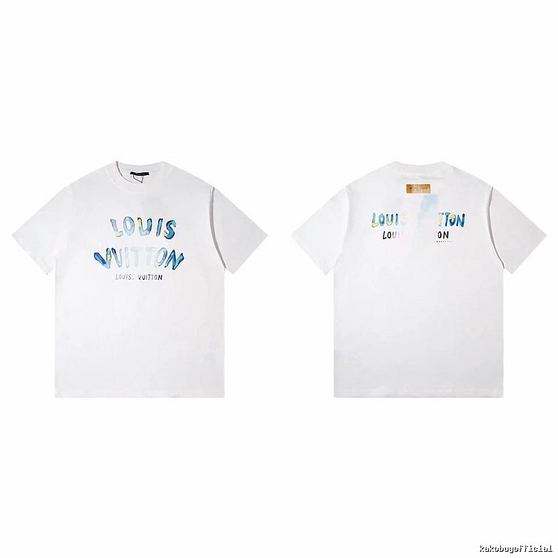 Louis Vuitton Watercolor Graffiti Style White T-Shirt
