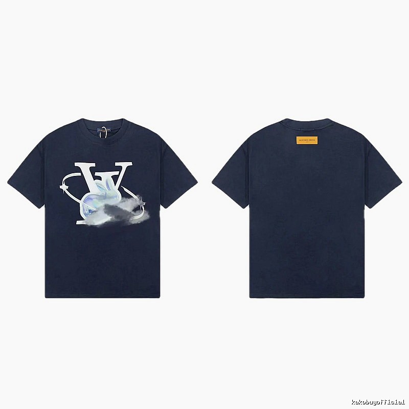 Louis Vuitton Year of the Rabbit Trendy Navy Blue Short Sleeve T-Shirt