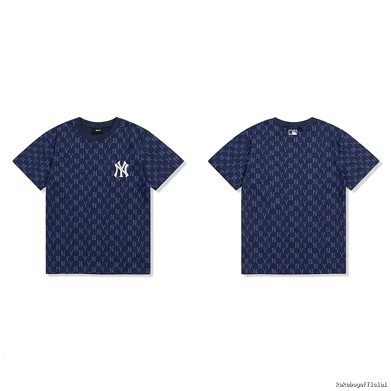 MLB full - print style navy blue T - shirt