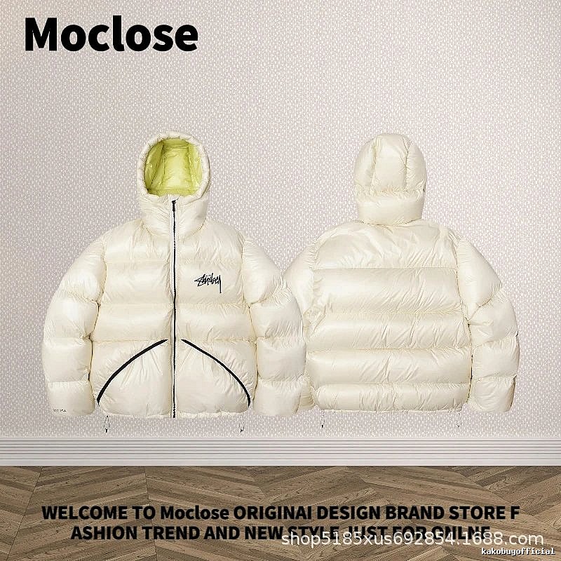 Moclose Travel Puffer jacket Black Glossy Hooded with Modern Look