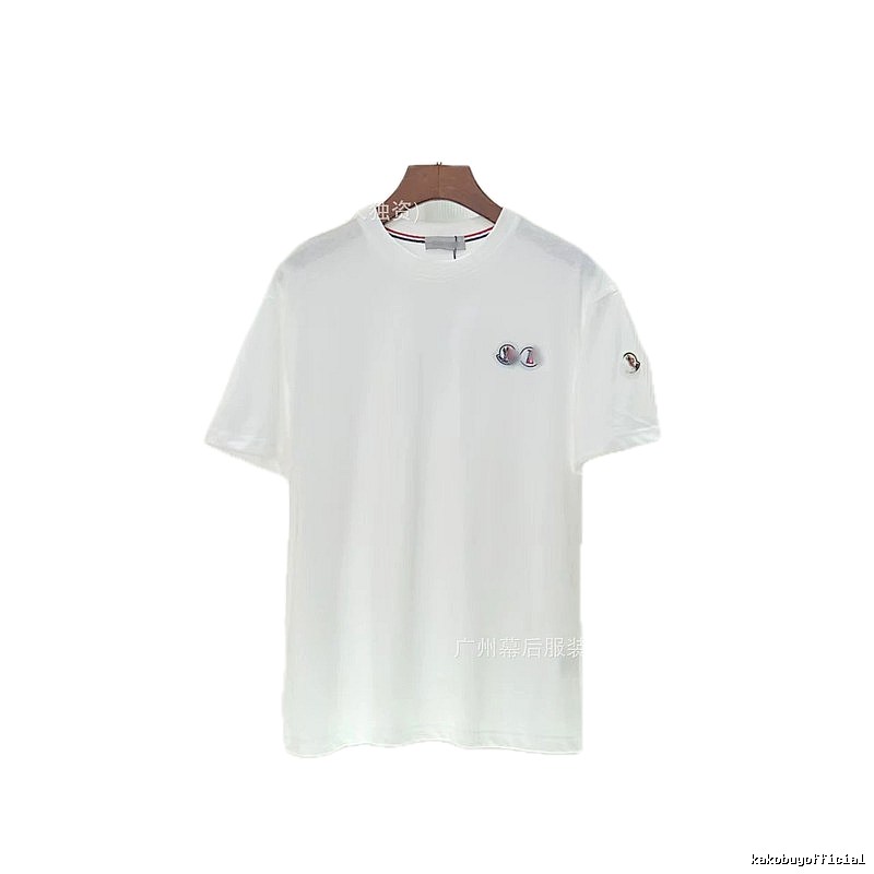 Moncler Badge Casual Style White T-Shirt