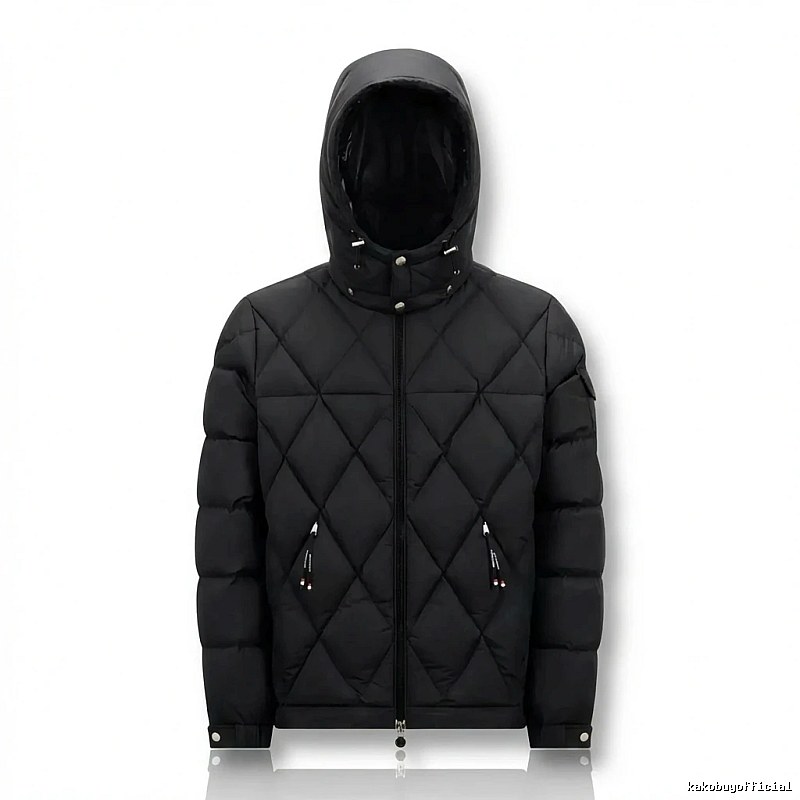 Moncler diamond-check trendy and cool style black down jacket