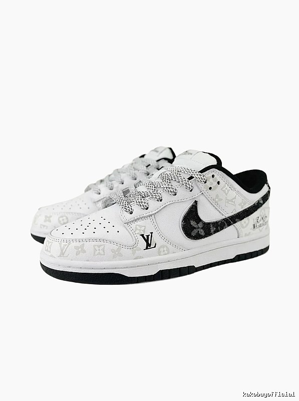 Nike and LV co-branded black and white sports shoes