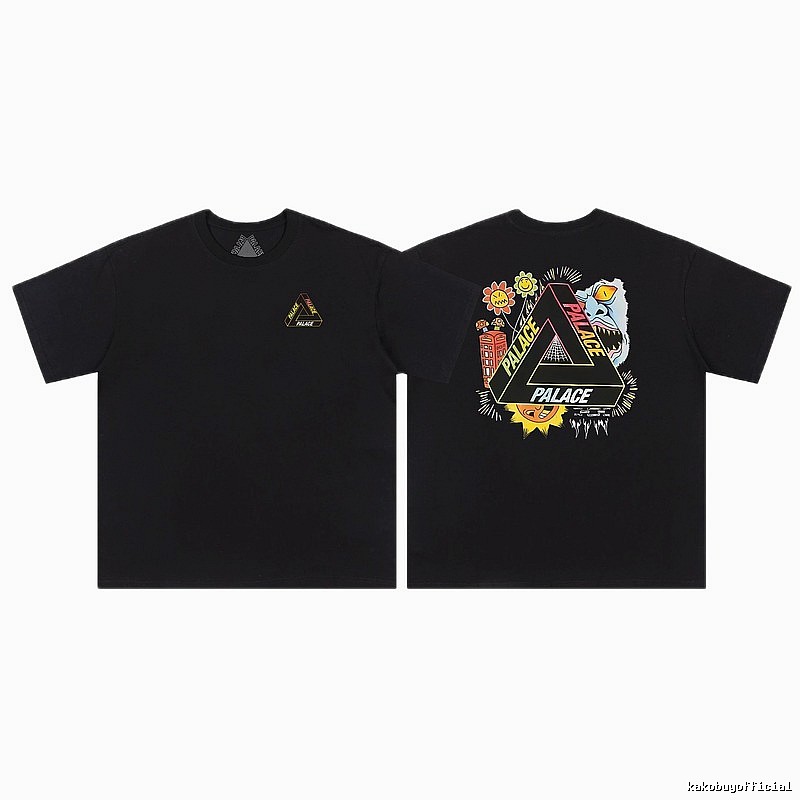 Palace Triangle Graffiti Street Style Black Short-sleeved T-shirt