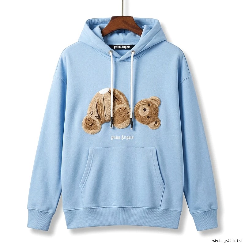 Palm Angels Bear Trendy Light Blue Sweatshirt