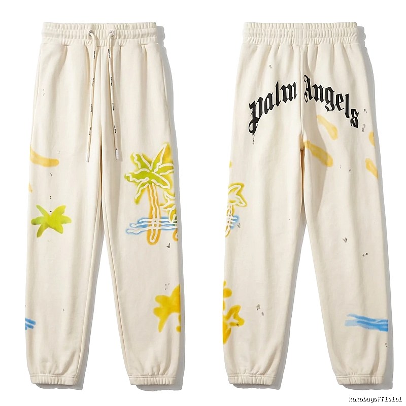 Palm Angels Graffiti Style White Sweatpants