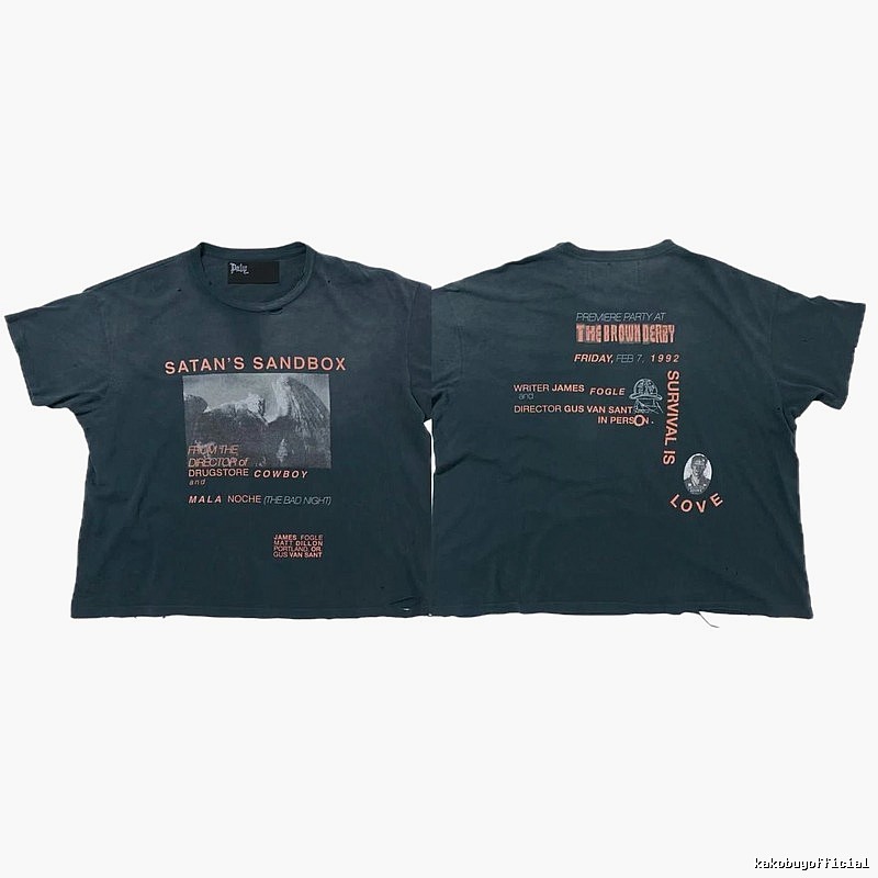 Paly Hollywood Vintage Distressed Carbon Black Short Sleeve T-Shirt