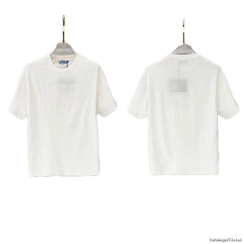 Prada Classic Collection Minimalist Style White Short-sleeved T-shirt