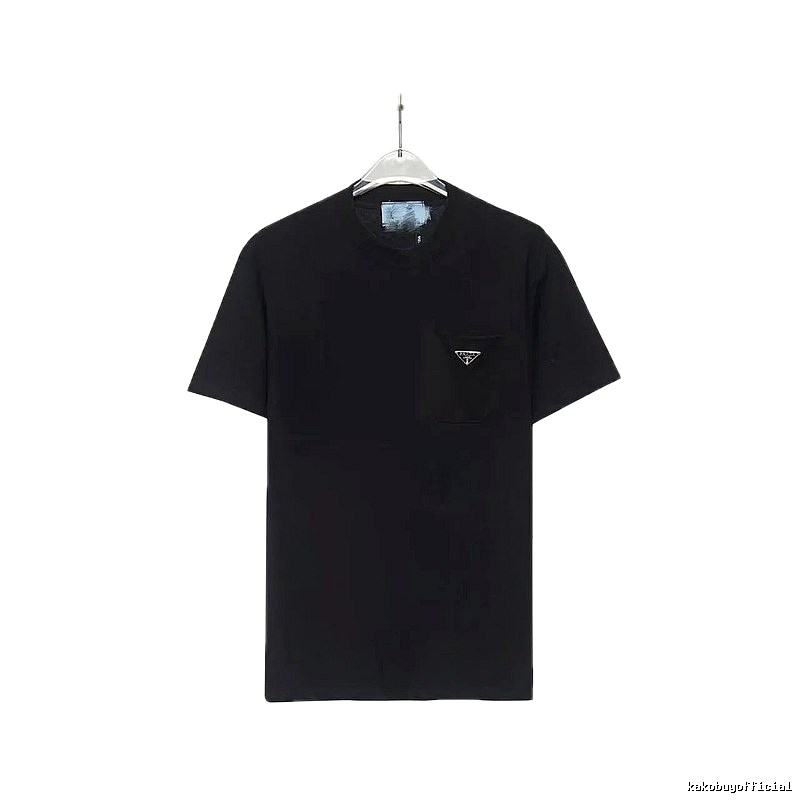 Prada Triangle Logo Minimalist Style Black Short-sleeve T-shirt