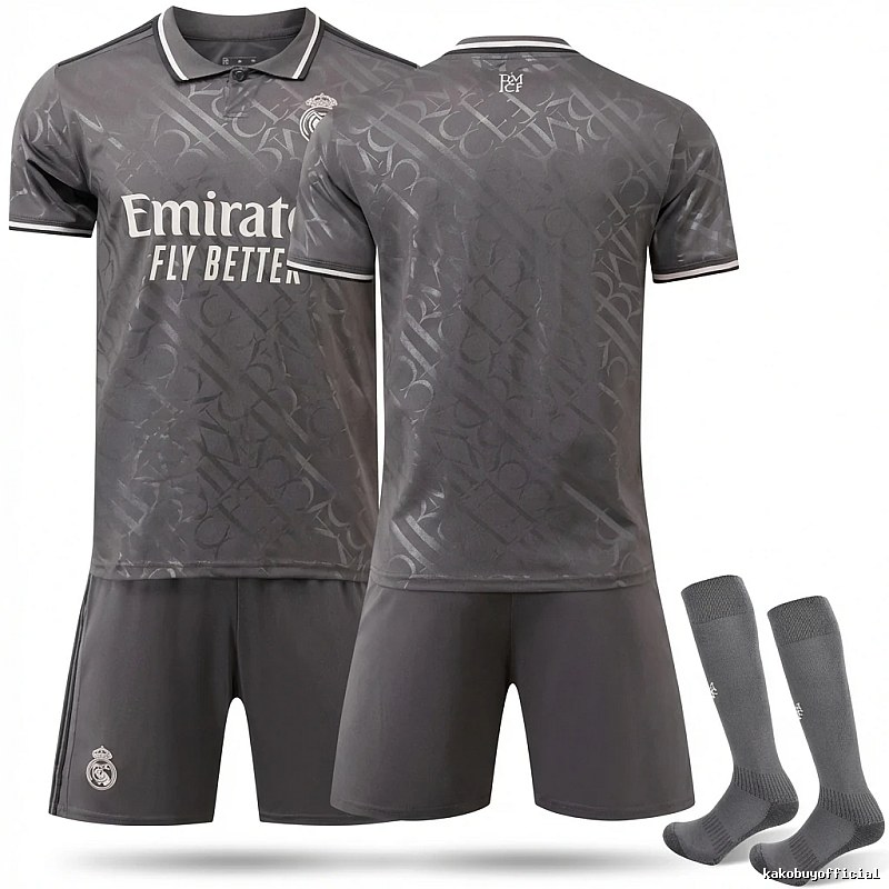 Real Madrid's dark pattern style gray jersey