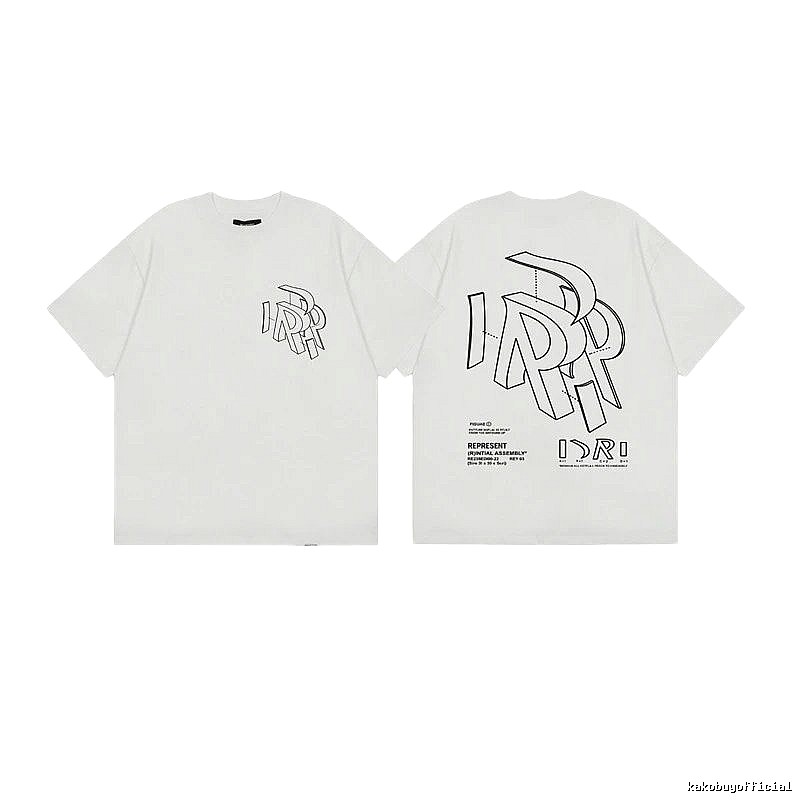 Represent Geometric Print Street-style Off-white T-shirt