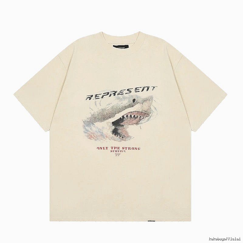 Represent Shark Print Vintage Beige T-Shirt