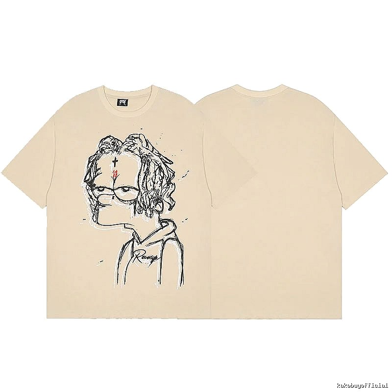 Revenge Beige Skull Graphic T-Shirt Visual Accent