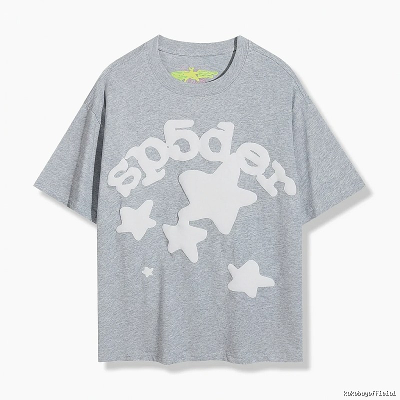 Sp5der Gray T-shirt with Star Print