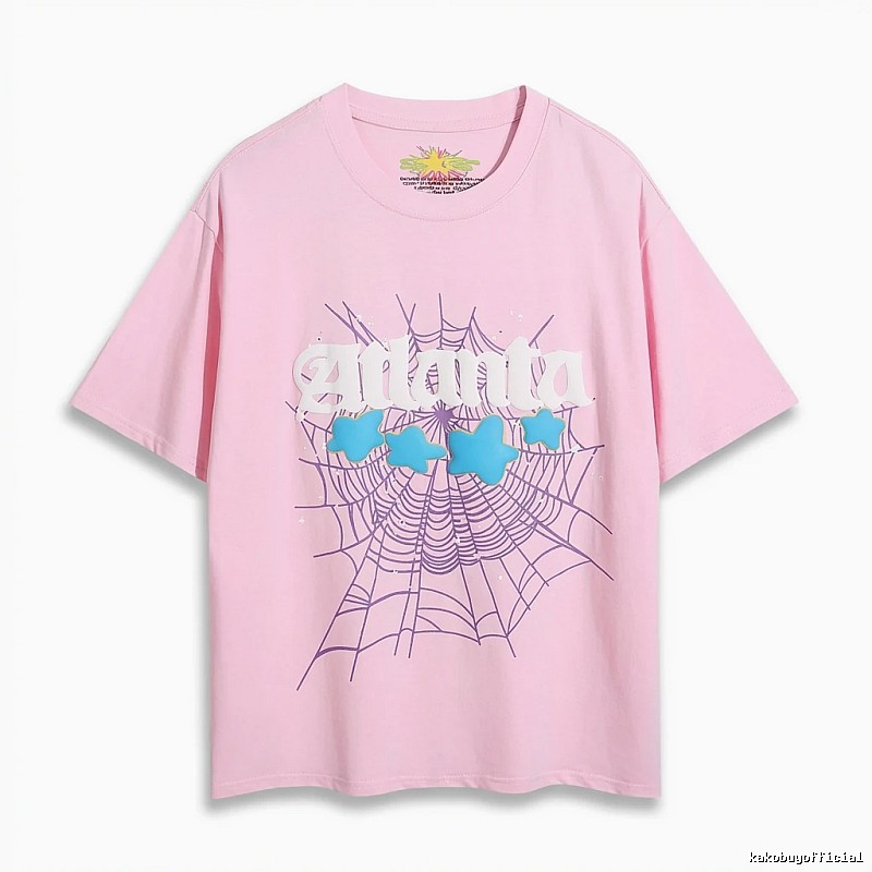 Sp5der Star Network Print Pink T-shirt