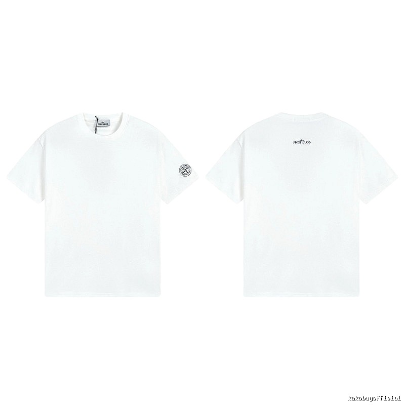 Stone Island Badge Minimalist Style White Short-sleeve T-shirt