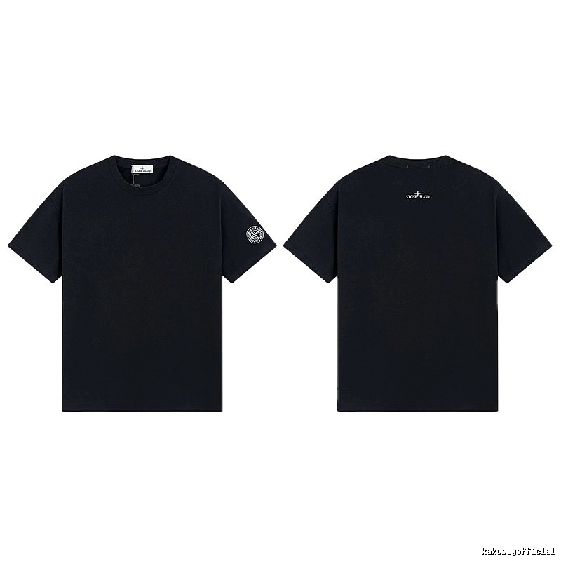 Stone Island Badge Techwear Style Black Short Sleeve T-Shirt