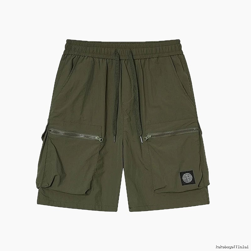 Stone Island Classic Technical Workwear Style Army Green Shorts