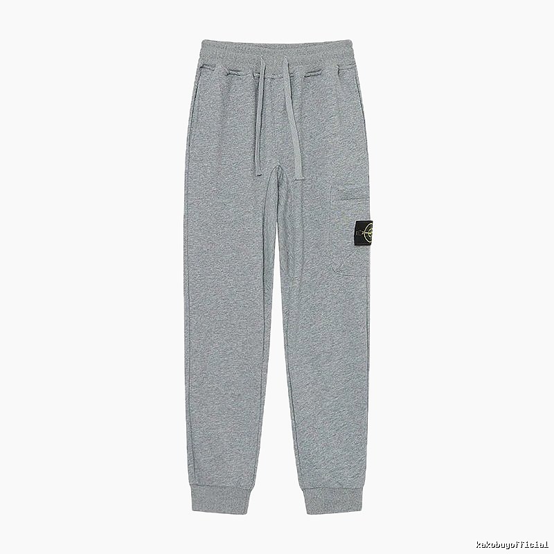 Stone Island Compass Logo Casual Light Grey Cuffed Sweatpants
