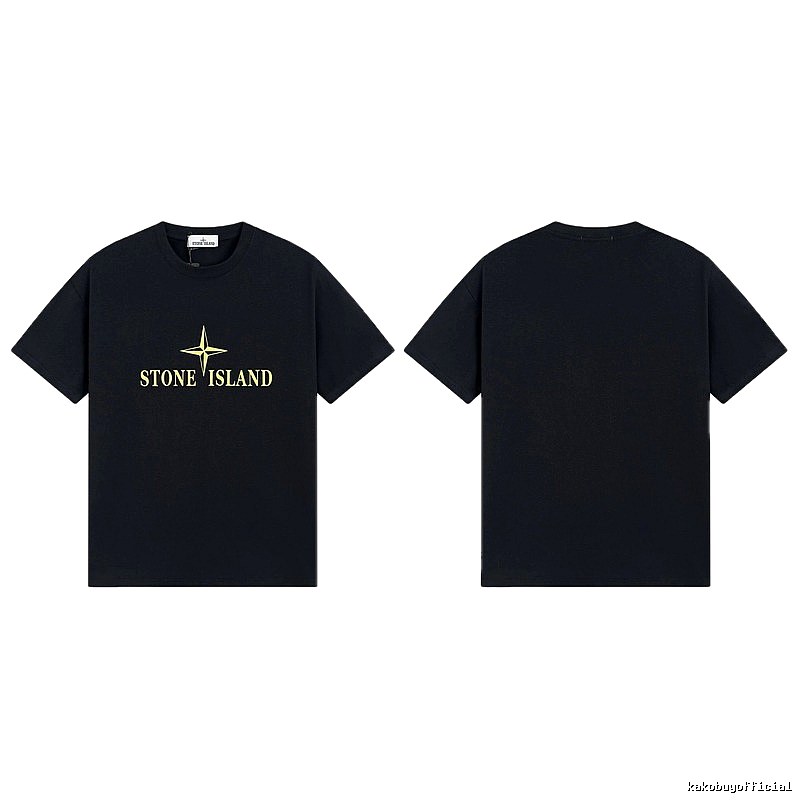 Stone Island Compass Print Street Style Black T-Shirt